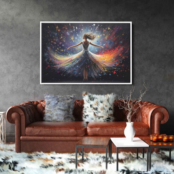 Ballerina Dancer Colorful Flowing Dress Palette Knife Art Painting Poster