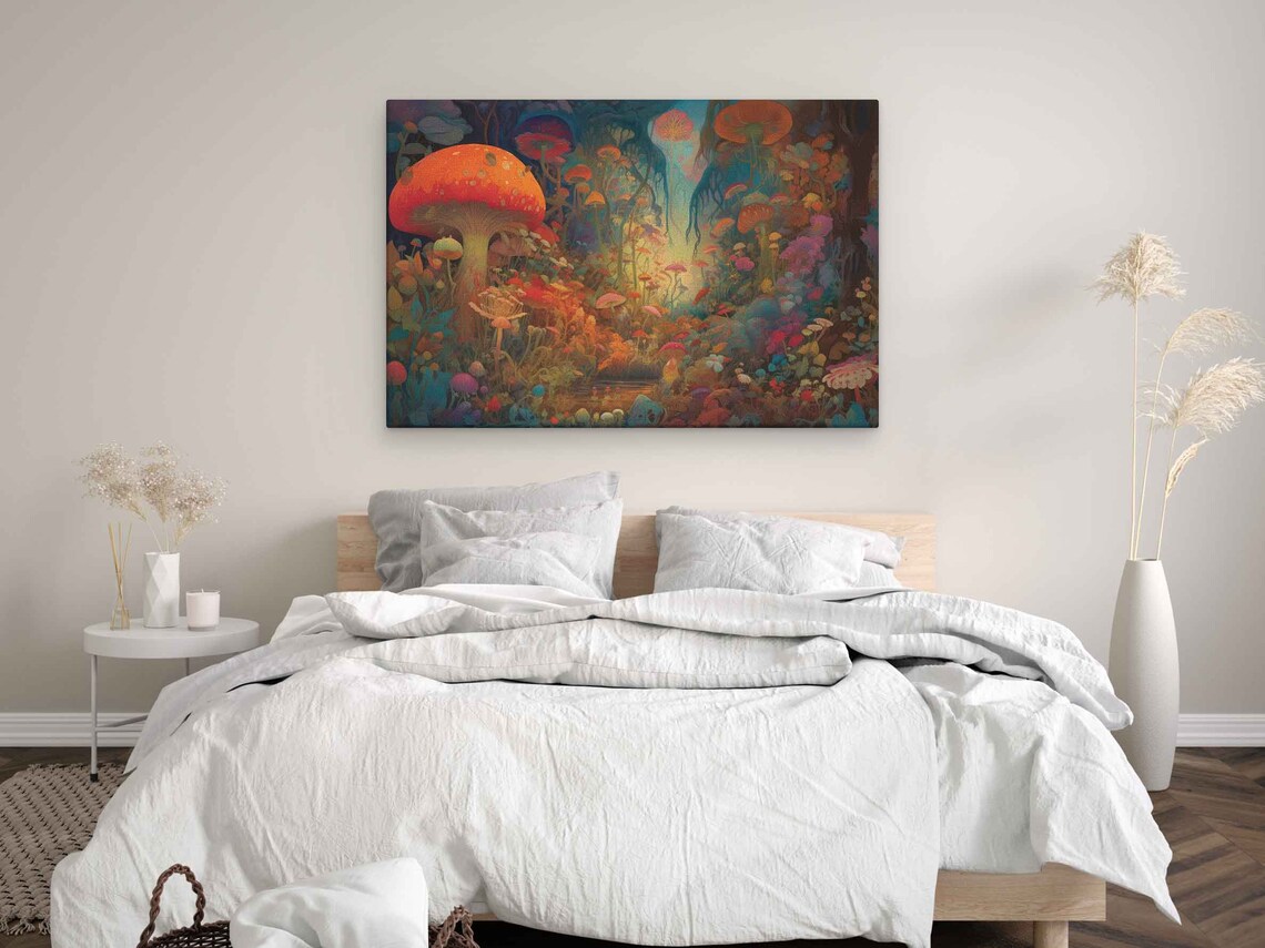 Trippy Mushroom Forest Psychedelic Wall Art Print - Image 2