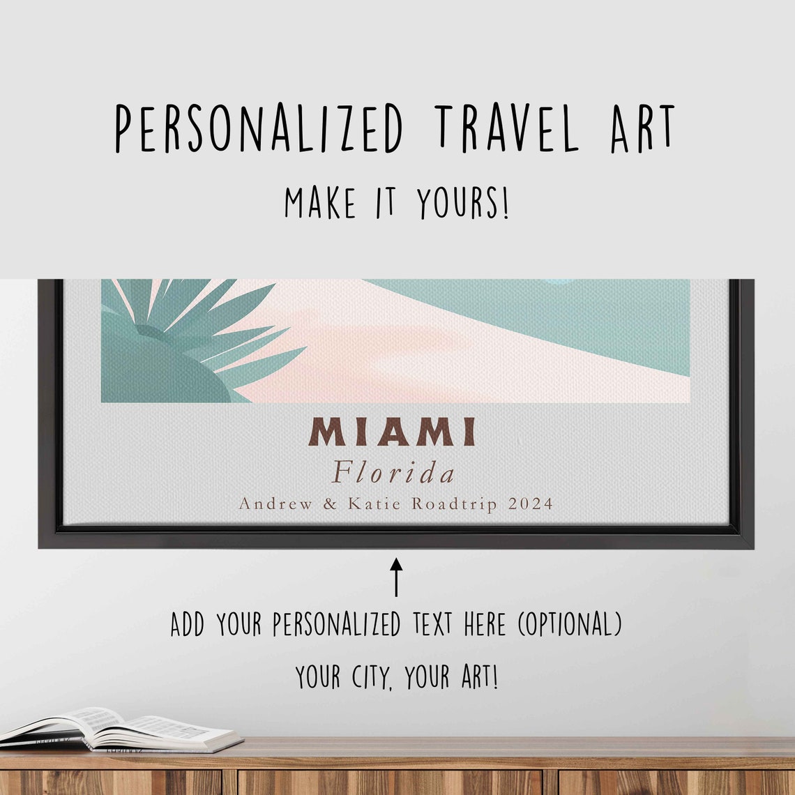 Miami Florida Pastel Palm Beach Skyline Bay Sunset Travel Poster - Image 4