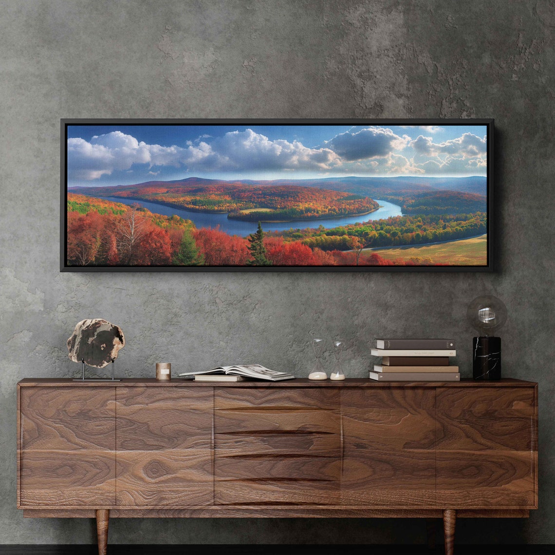 Winding River Through Autumn Hills Fall Foliage Panorama Poster - Image 3
