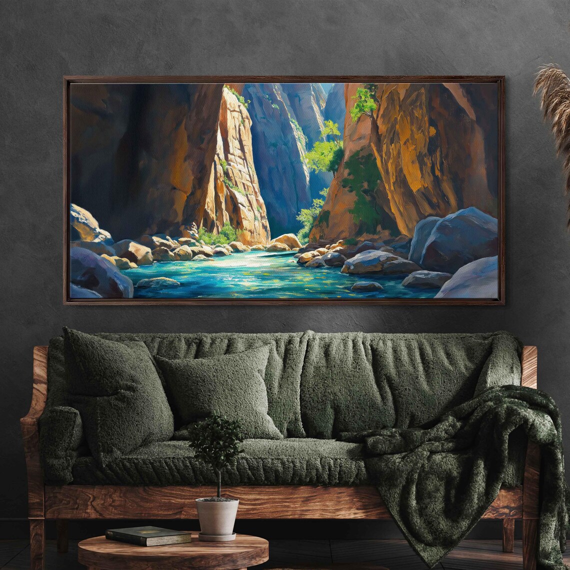 Serene Zion Narrows Wall Art Print Sunlit Canyon Blue Waters Nature Scenic - Image 3