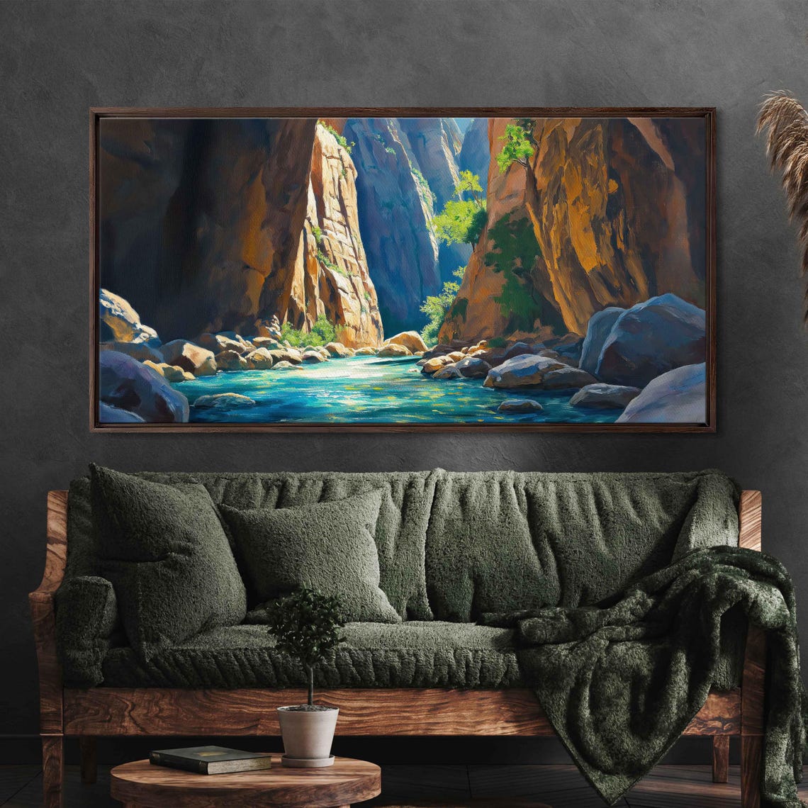 Zion Narrows Canyon Sunlit Cliffs Turquoise River National Park Poster - Image 3