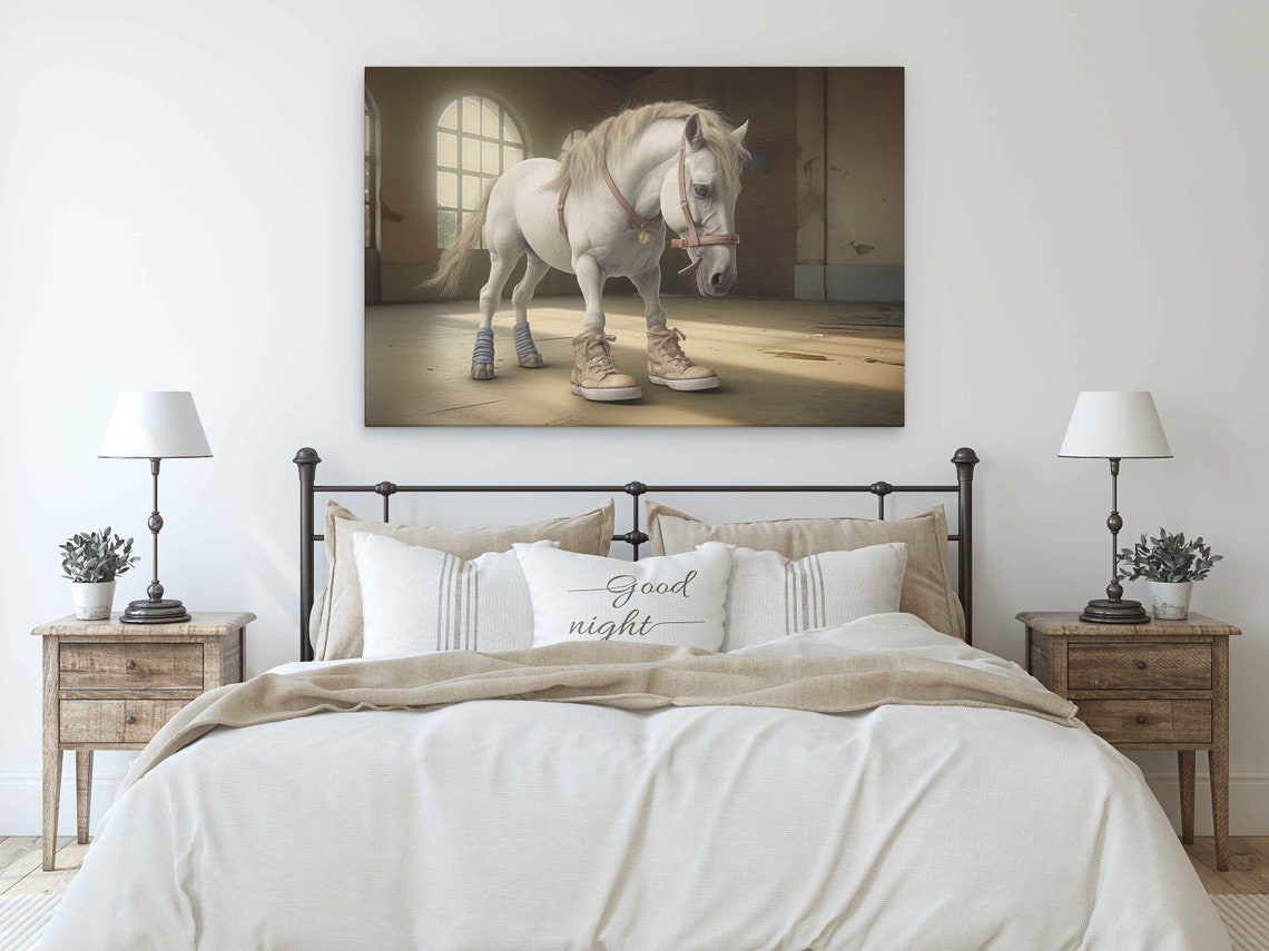 Cute Pony Wearing Sneakers Comical Wall Art Framed Print Ready To Hang - Image 3