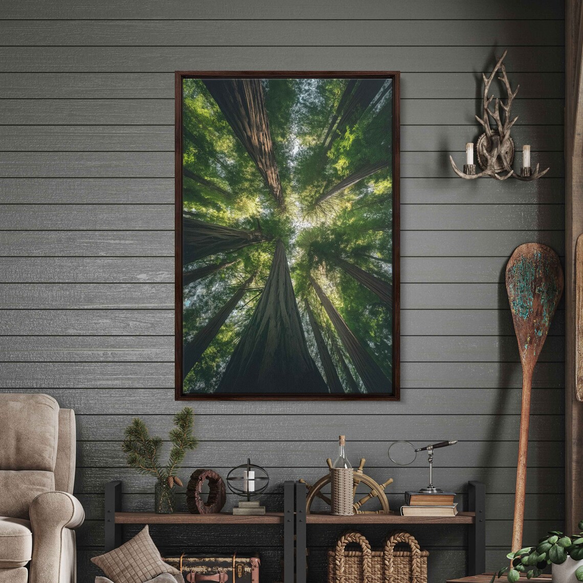 Acrylic Redwood Forest Wall Art Print Gift For Nature Lover Towering Trees Serene Outdoors Ready To Hang
