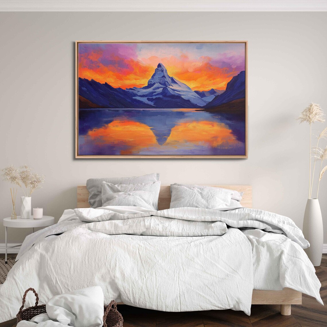 Matterhorn Sunset Scene Wall Art Print Majestic Mountain Vibrant Colors Serene Lake Reflection - Image 3