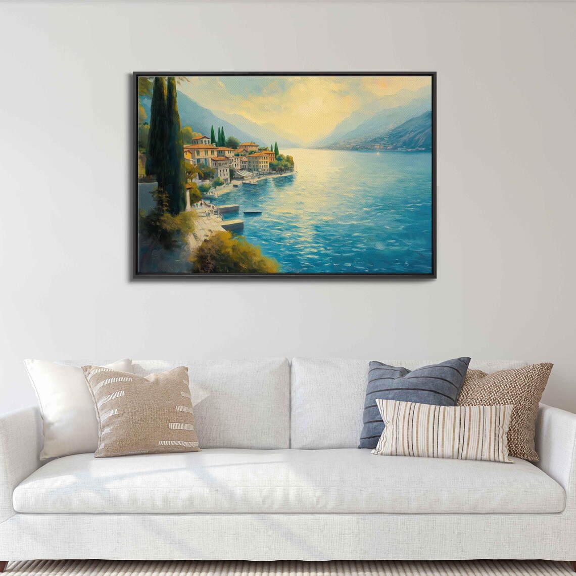 Lake Como Wall Art Print, Charming Villas Hazy Sunset - Image 3