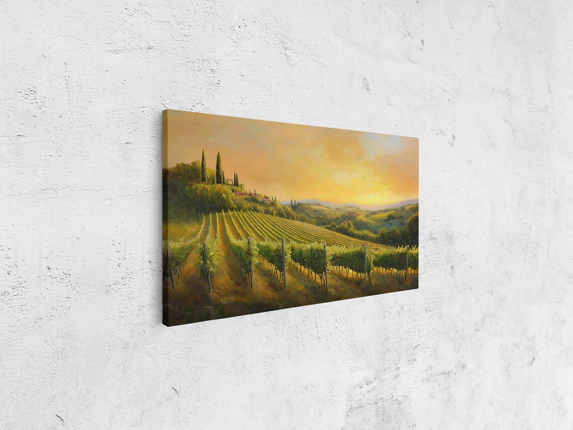 Idyllic Vineyard Landscape, Golden Sunset Rolling Hills - Image 4