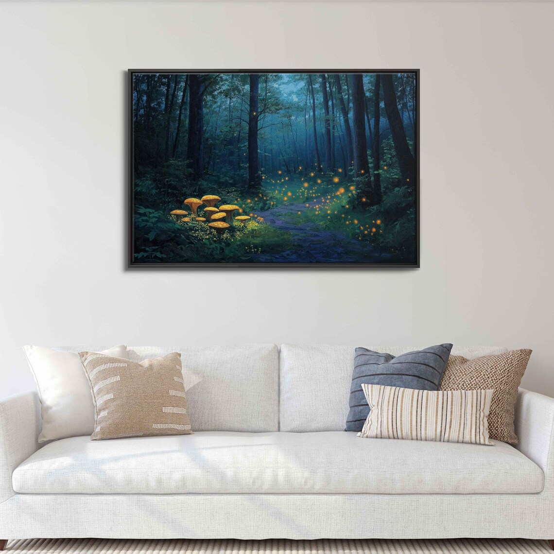 Ancient Enchanted Forest, Twilight Scene With Mushrooms