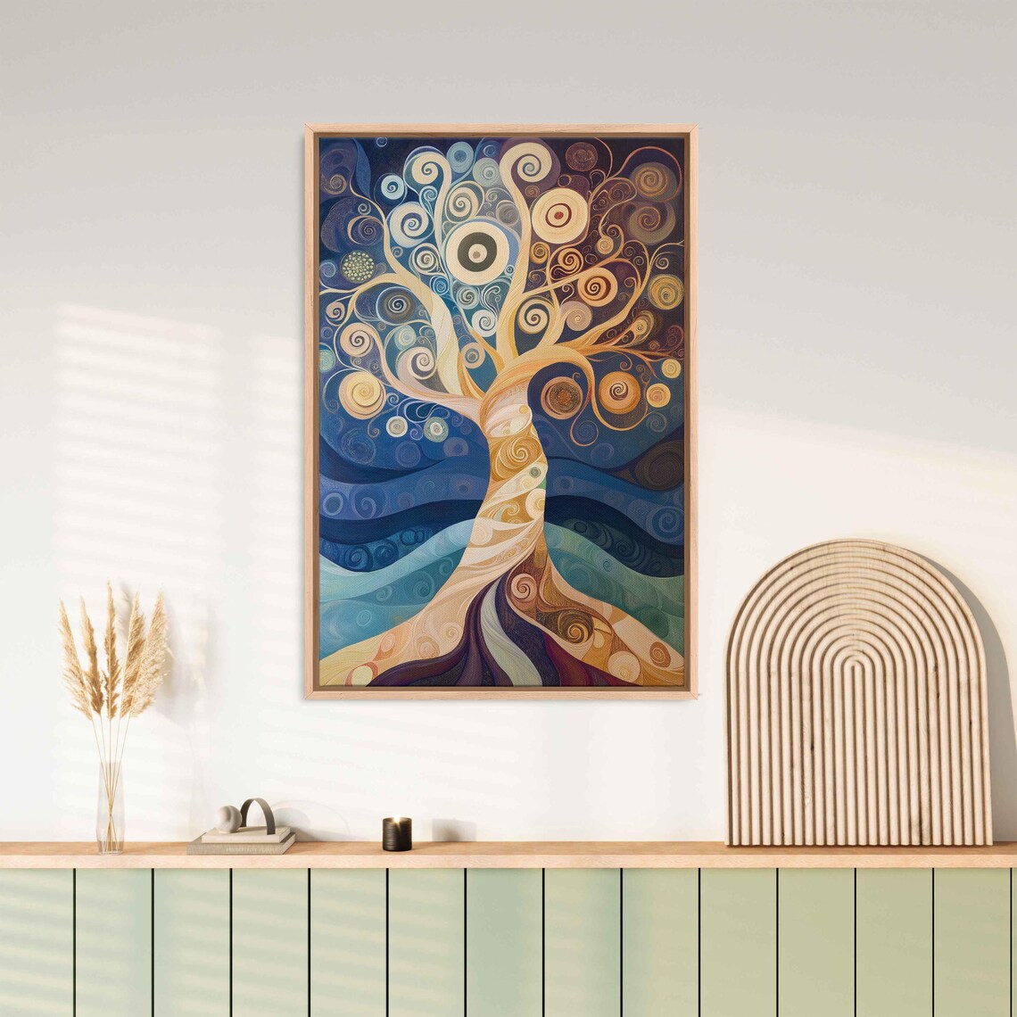 Tree Of Life Art Wall Art Print Earthy Pastel Colors Swirling Patterns Nature Connection