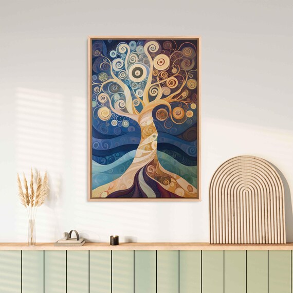 Tree Of Life Art Wall Art Print Earthy Pastel Colors Swirling Patterns Nature Connection
