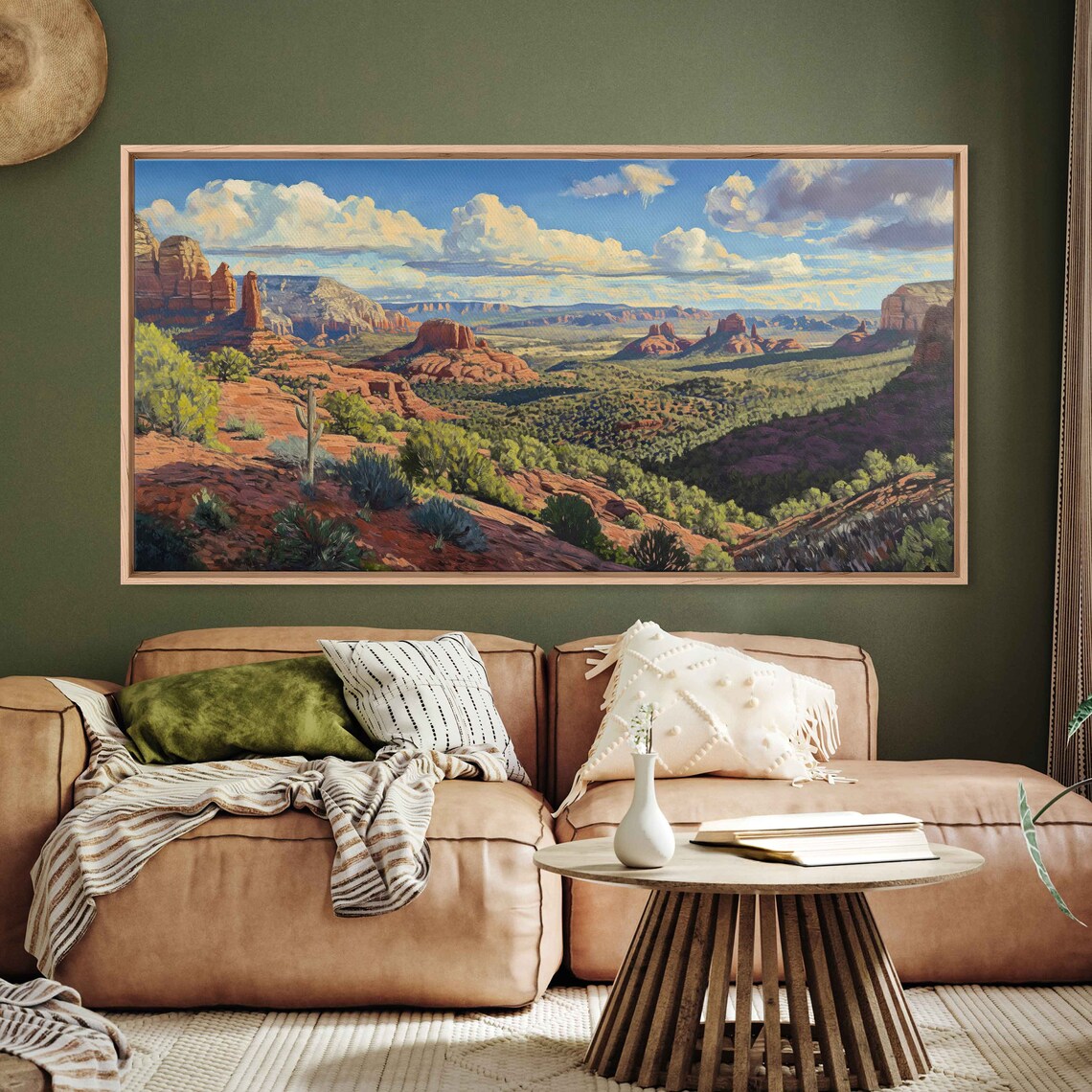 Sedona Arizona Red Rock Valley Cactus Desert Landscape Painting Poster