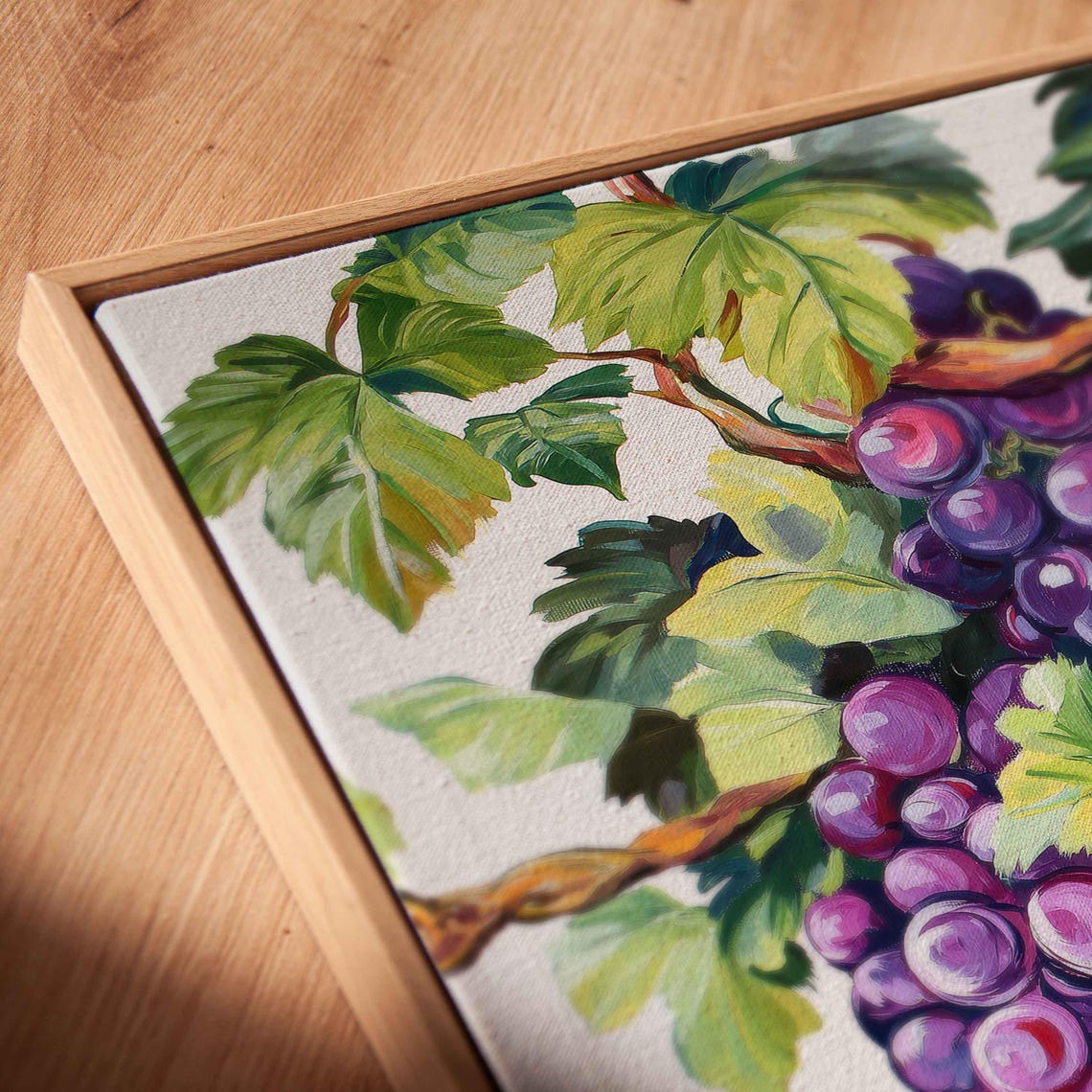Purple Grapes Hanging On Grapevine Painting Kitchen Art Poster - Image 2
