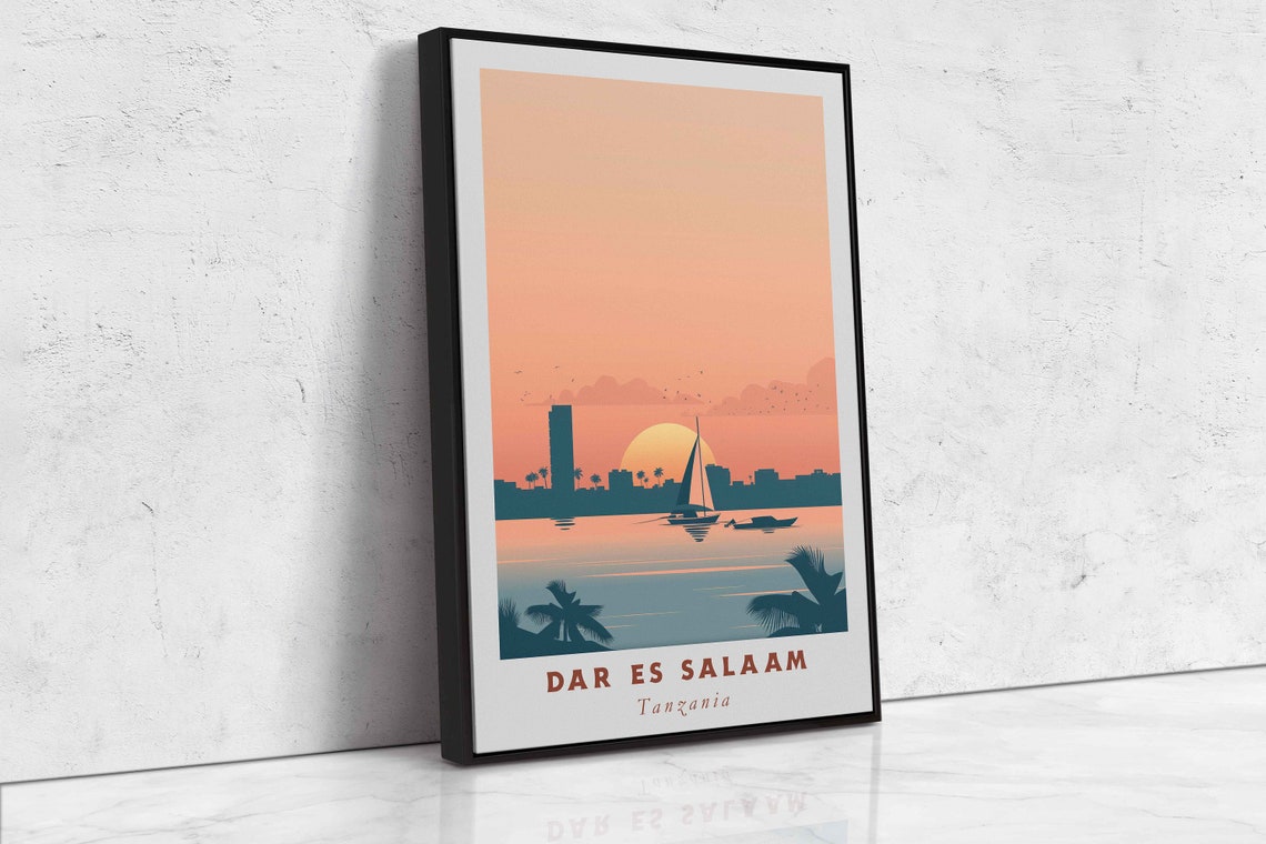 Dar Es Salaam Tanzania Harbor Dhow Sailboat Sunset Waterfront Poster - Image 2