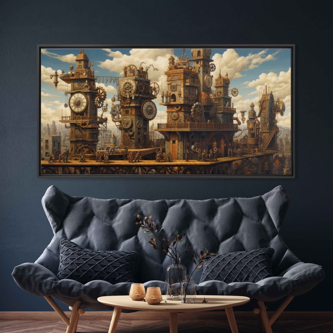 Victorian Steampunk Cityscape Clock Towers Gears Fantasy Poster - Image 2