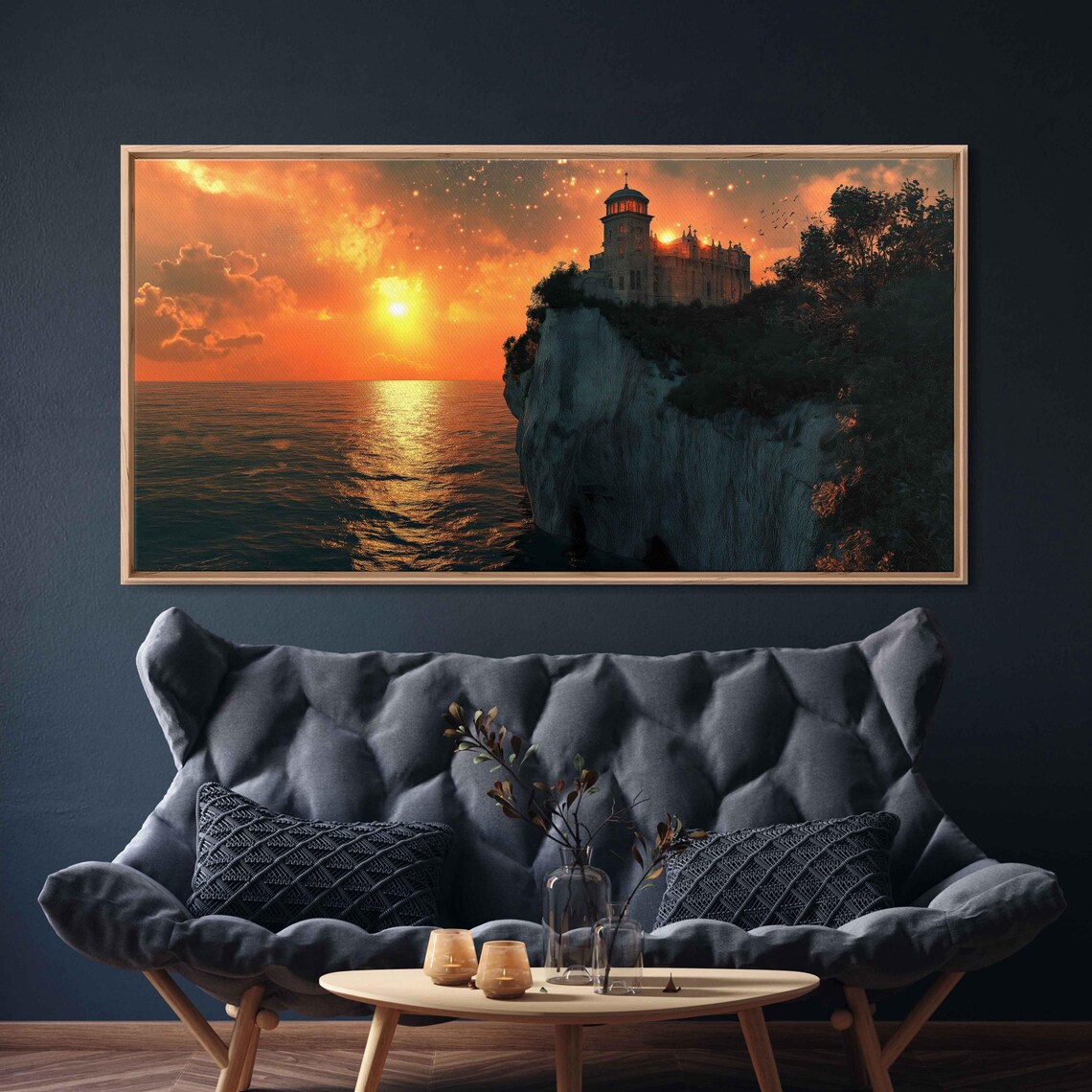Mystical Hidden Monastery, Seaside Cliff Sunset