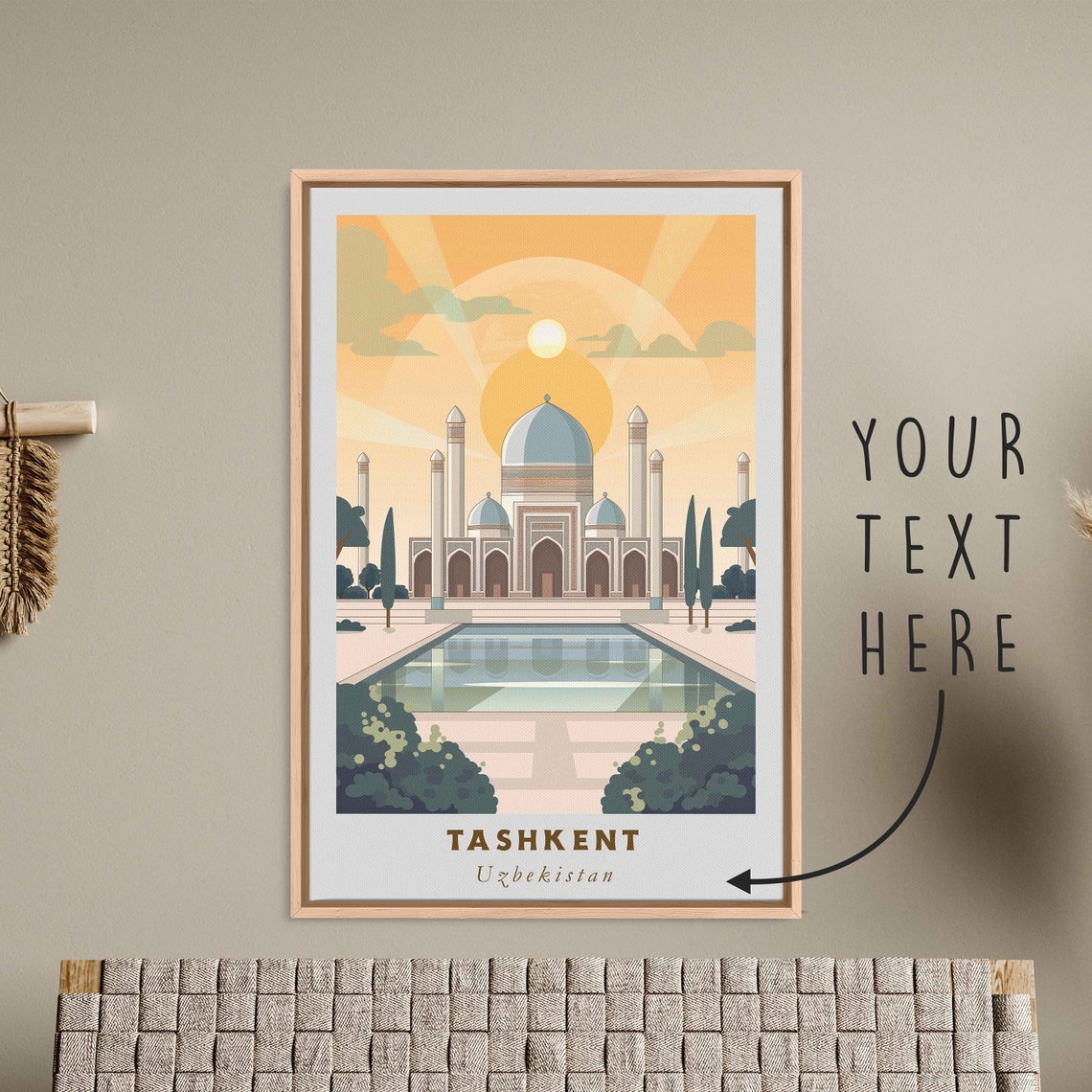 Tashkent Uzbekistan Domed Mausoleum Golden Sunrise Reflection Poster