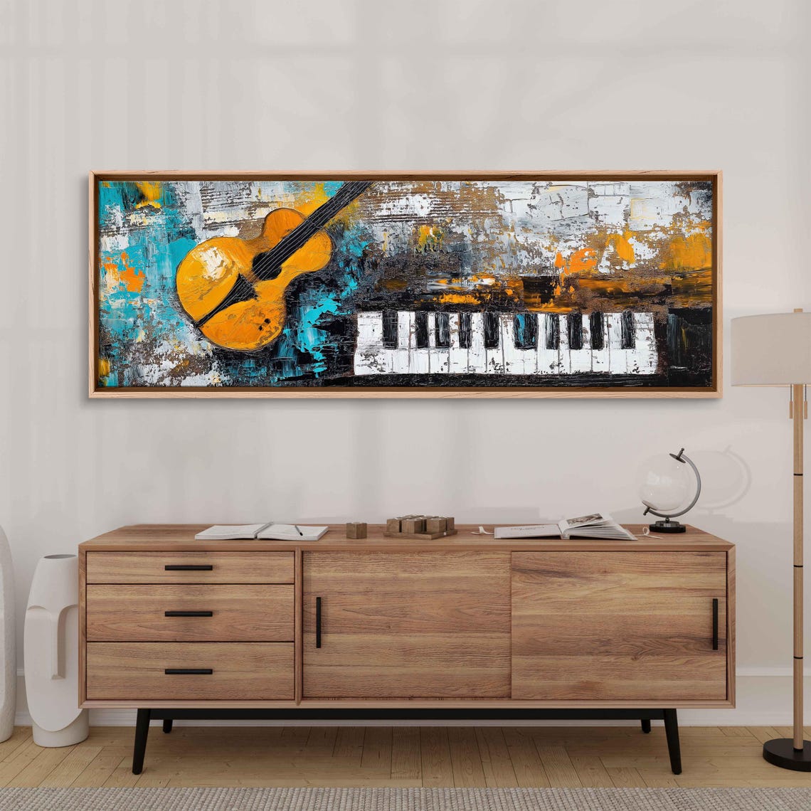 Abstract Music Oil Painting Wall Art Print Cultural Expression Layered Textures Bold Strokes - Image 3