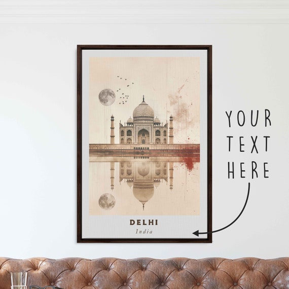 Delhi India Acrylic Painting Travel Art Framed Wall Art Framed Fine Art Poster Paper Print Travel Home Decor