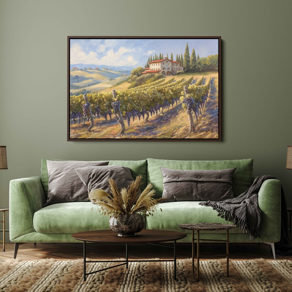 Grapefield Vineyard Farming Lifestyle Lush Greenery Wall Art Print Ready To Hang