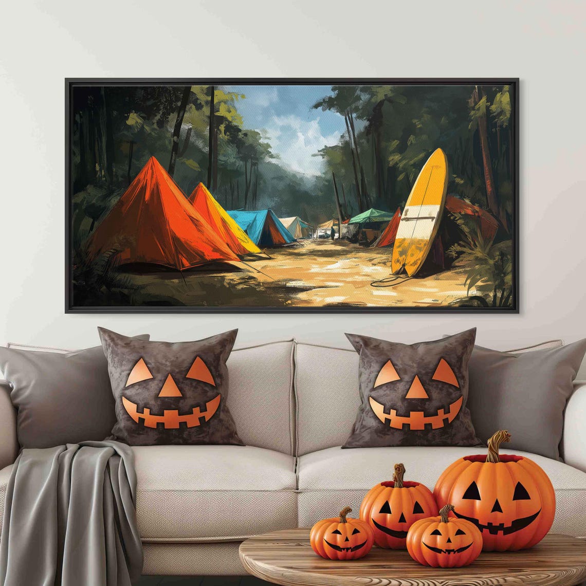 Surfboards Resting In Surf Camp Wall Art Print Beach Life Tropical Island Gift For Surfer Palm Trees Ready To Hang - Image 3