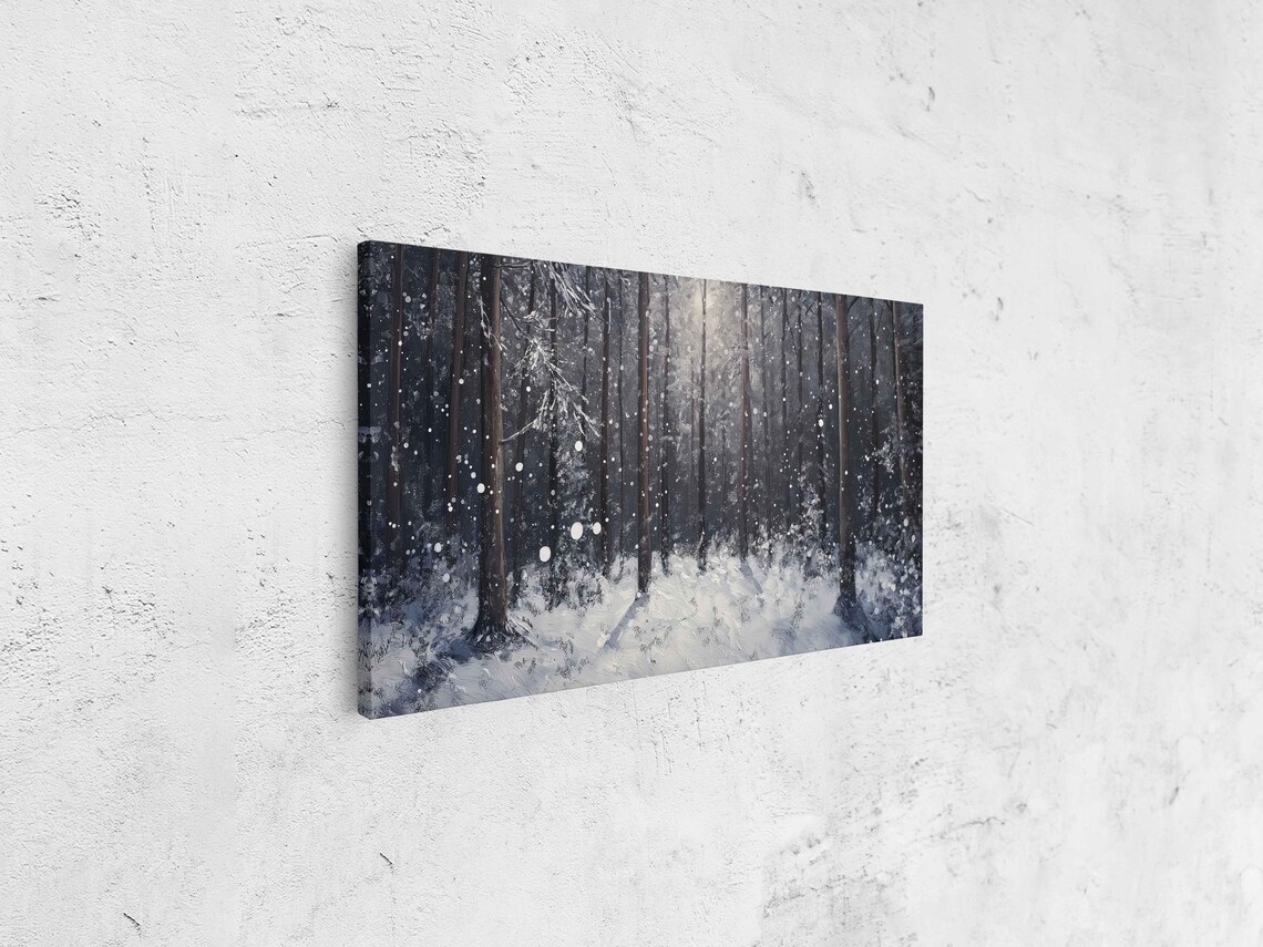 Enchanted Winter Forest, Moonlit Twilight Art Print - Image 4