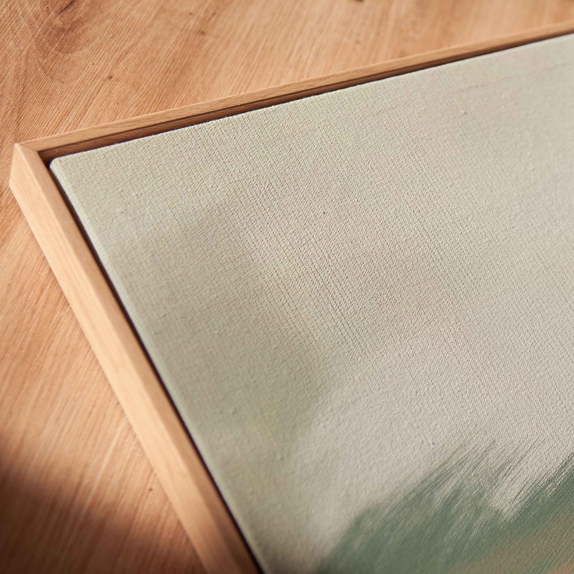 Coral Sage Green Diagonal Washes Wide Pastel Abstract Painting Poster - Image 2