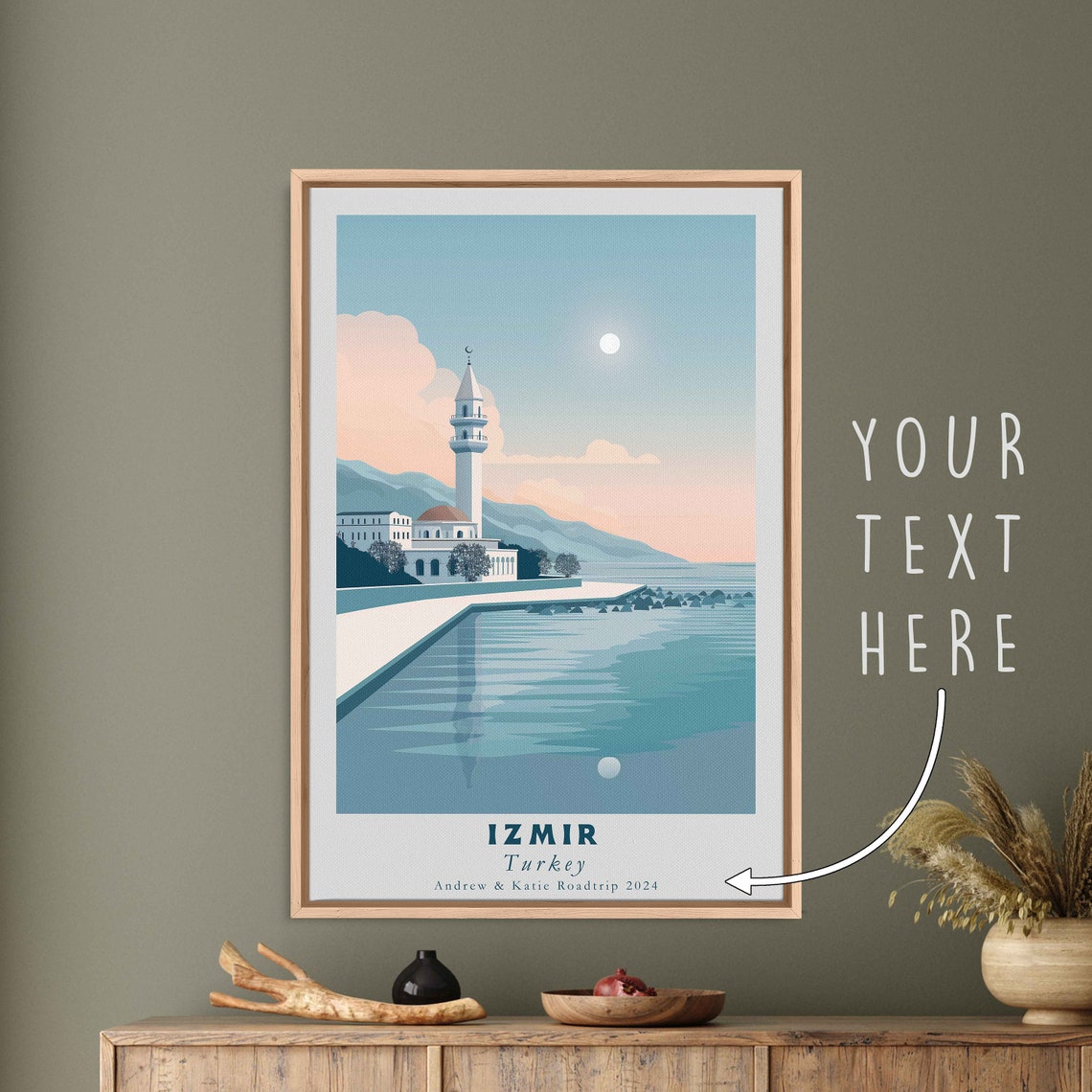 Izmir Turkey Seaside Mosque Promenade Calm Morning Travel Poster - Image 3