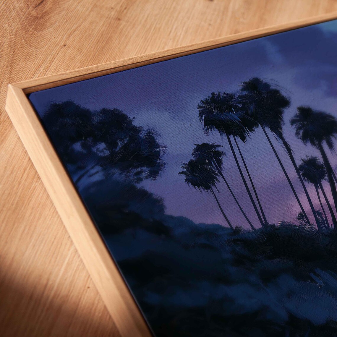 Tranquil Beach Scene, Silhouetted Palm Trees Dusk Sky - Image 2