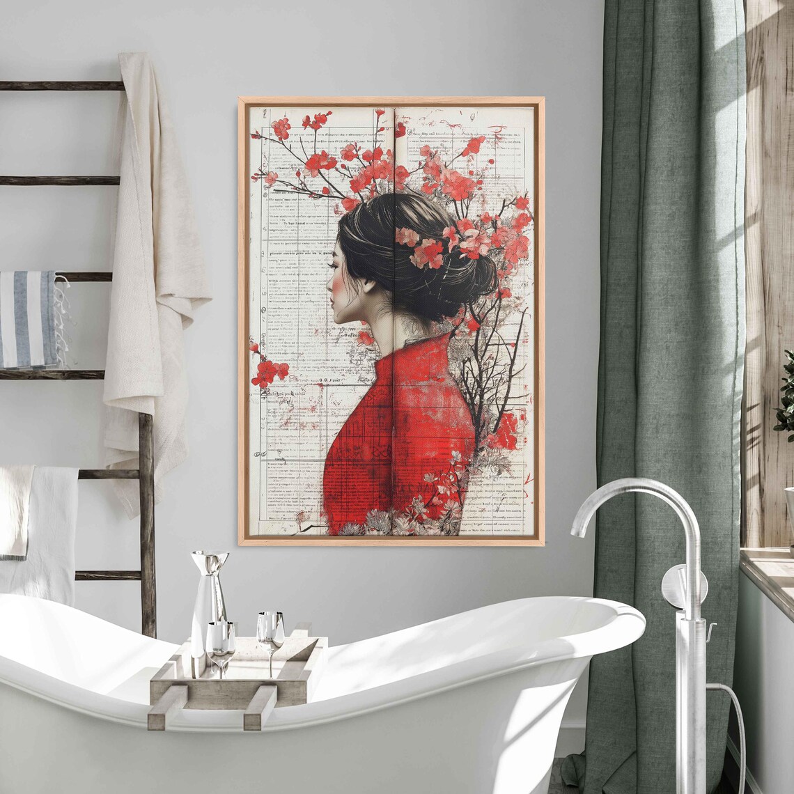 Surreal Flowering Cherry Tree, Whimsical Collage