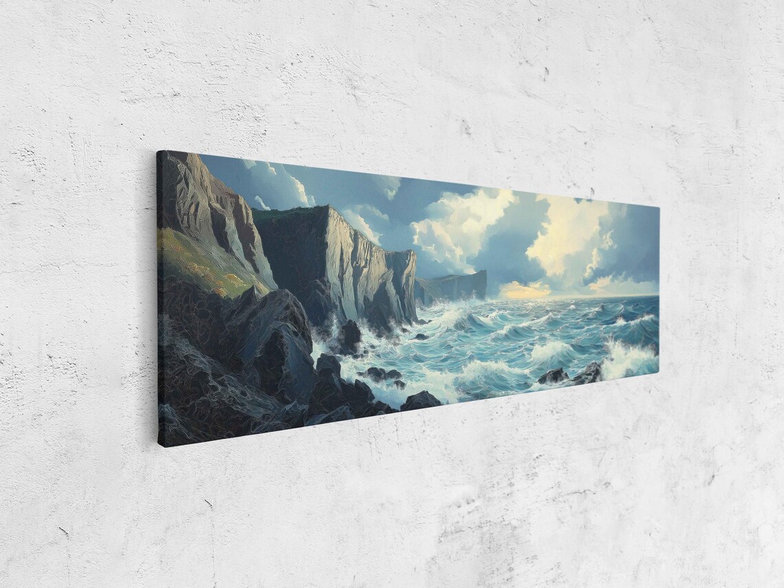 Dramatic Cliffside Overlooking Stormy Ocean - Image 4