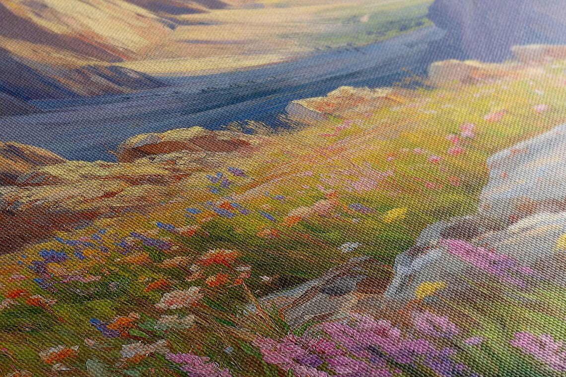 Dolomites Mountain Landscape Art Print, Wildflowers - Image 2