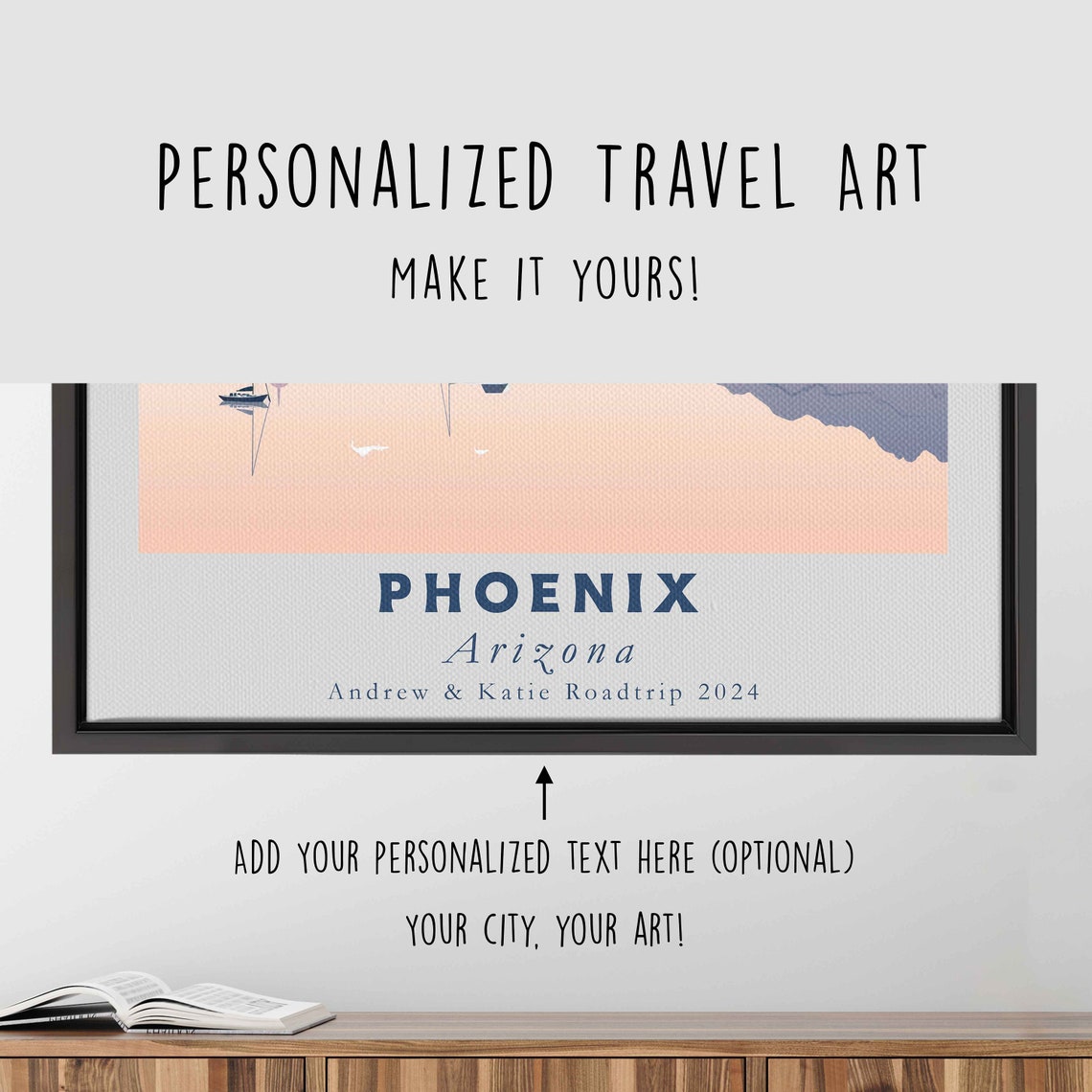 Phoenix Arizona Skyline Desert Mountains Sunset Travel Poster - Image 4