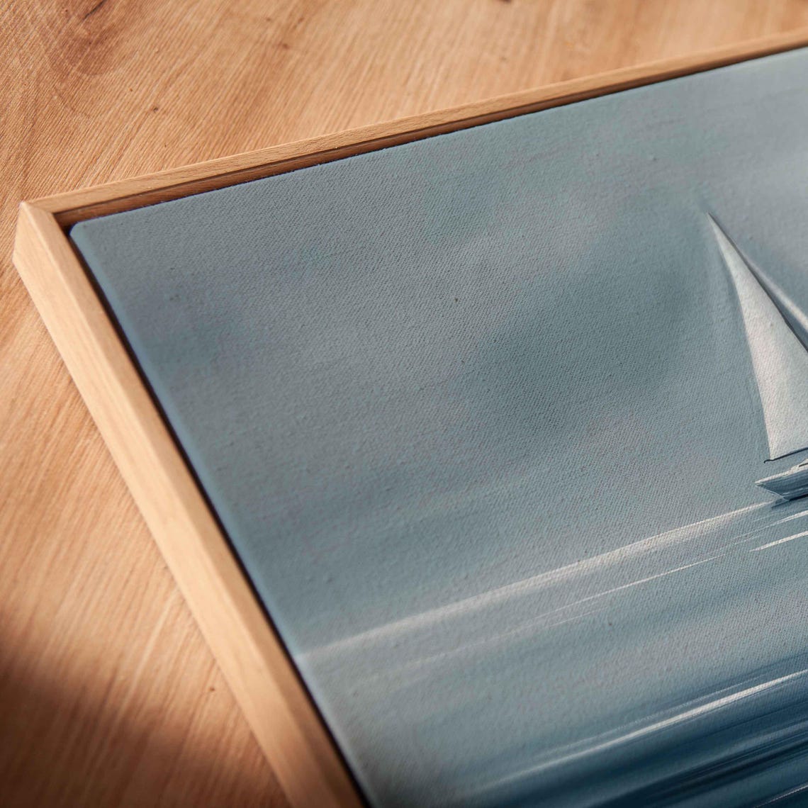 Sailboat Reflection On Misty Gray Blue Water Nautical Poster - Image 2
