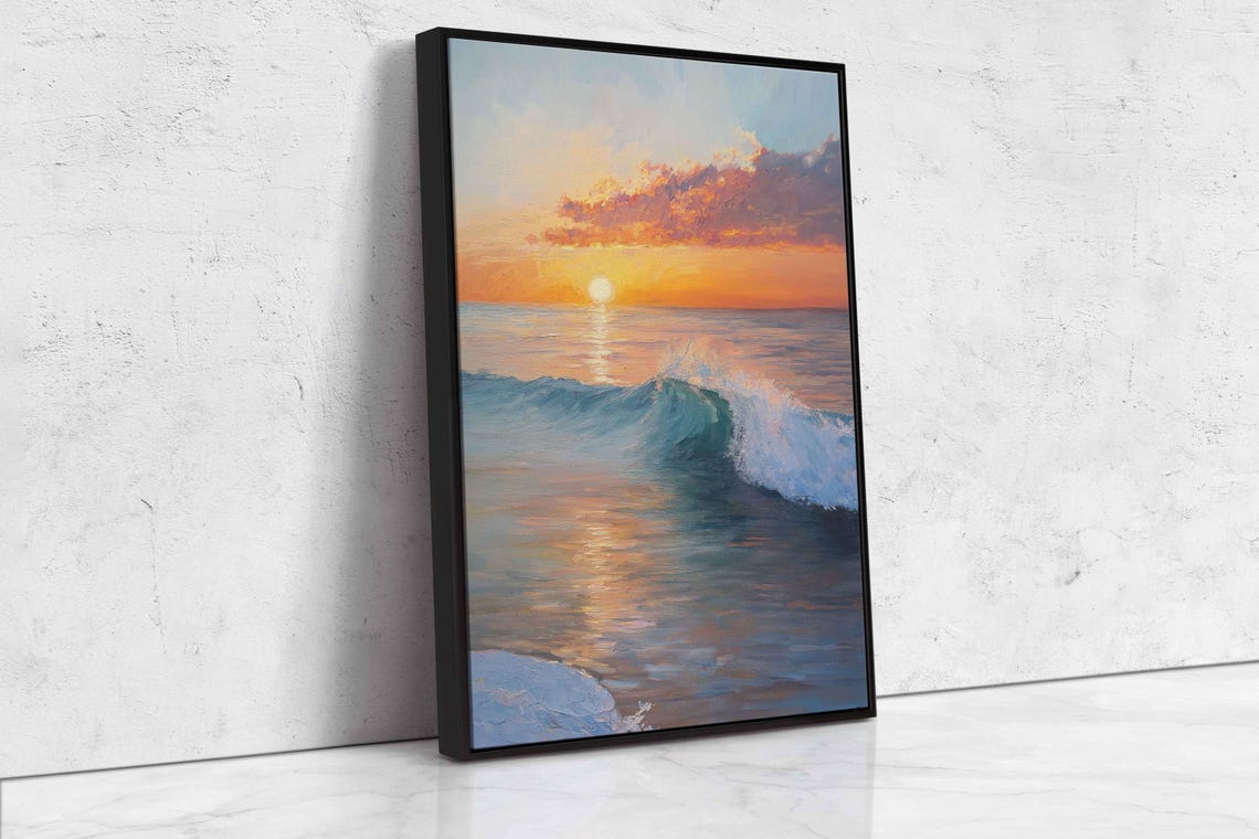 Serene Surf Scene During Sunset Wall Art Print Gift For Surfer Ocean Art Ready To Hang - Image 4