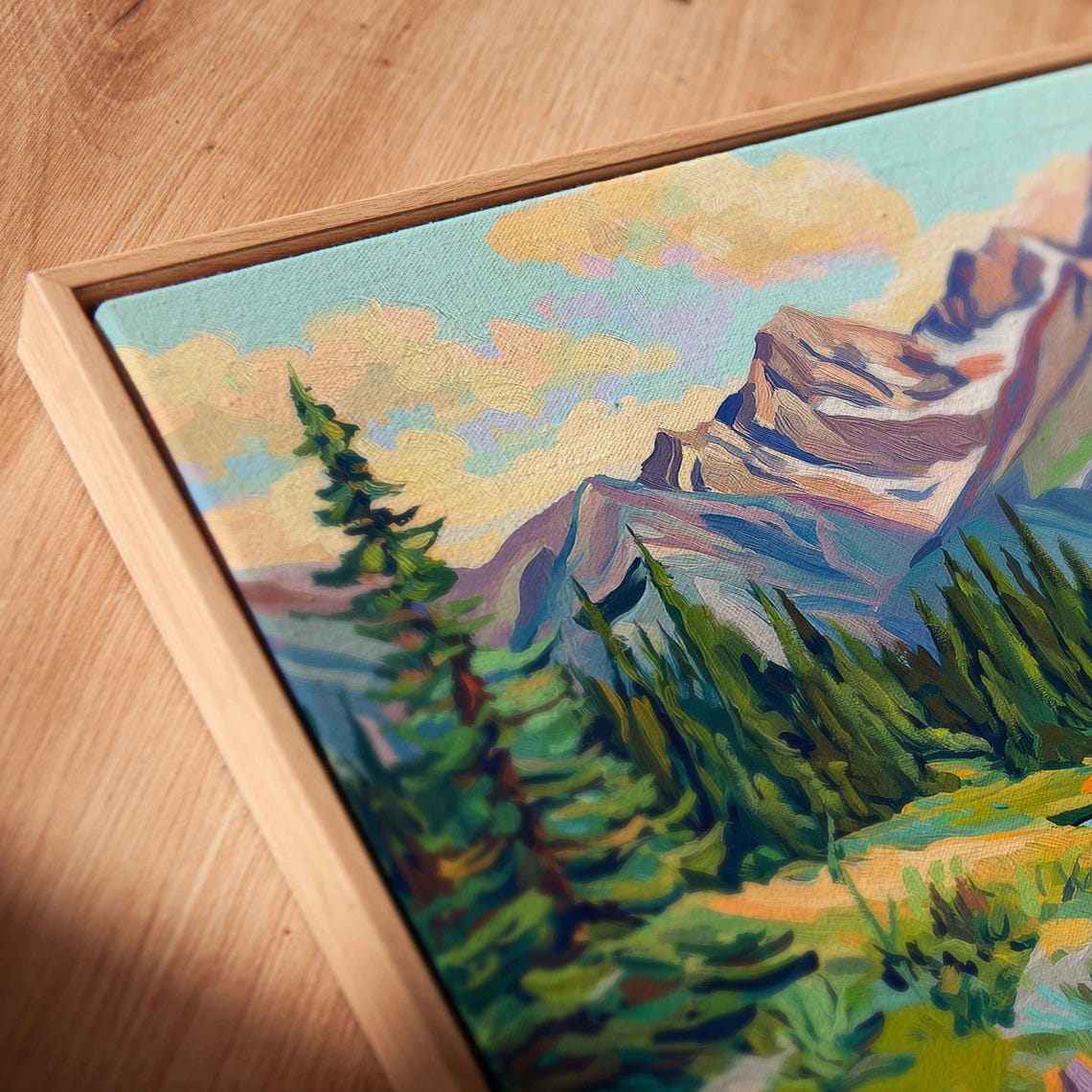 Colorful Moose Mountain Valley Lake Wildflowers Wildlife Art Poster - Image 2