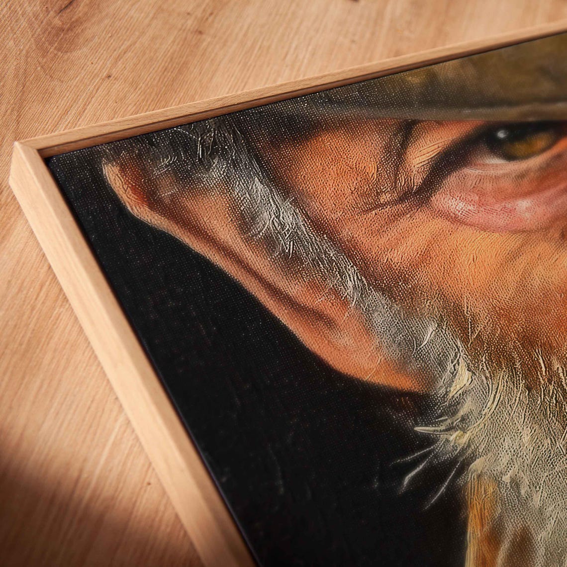 Weathered Old Cowboy Face Closeup Warm Light Portrait Poster - Image 2