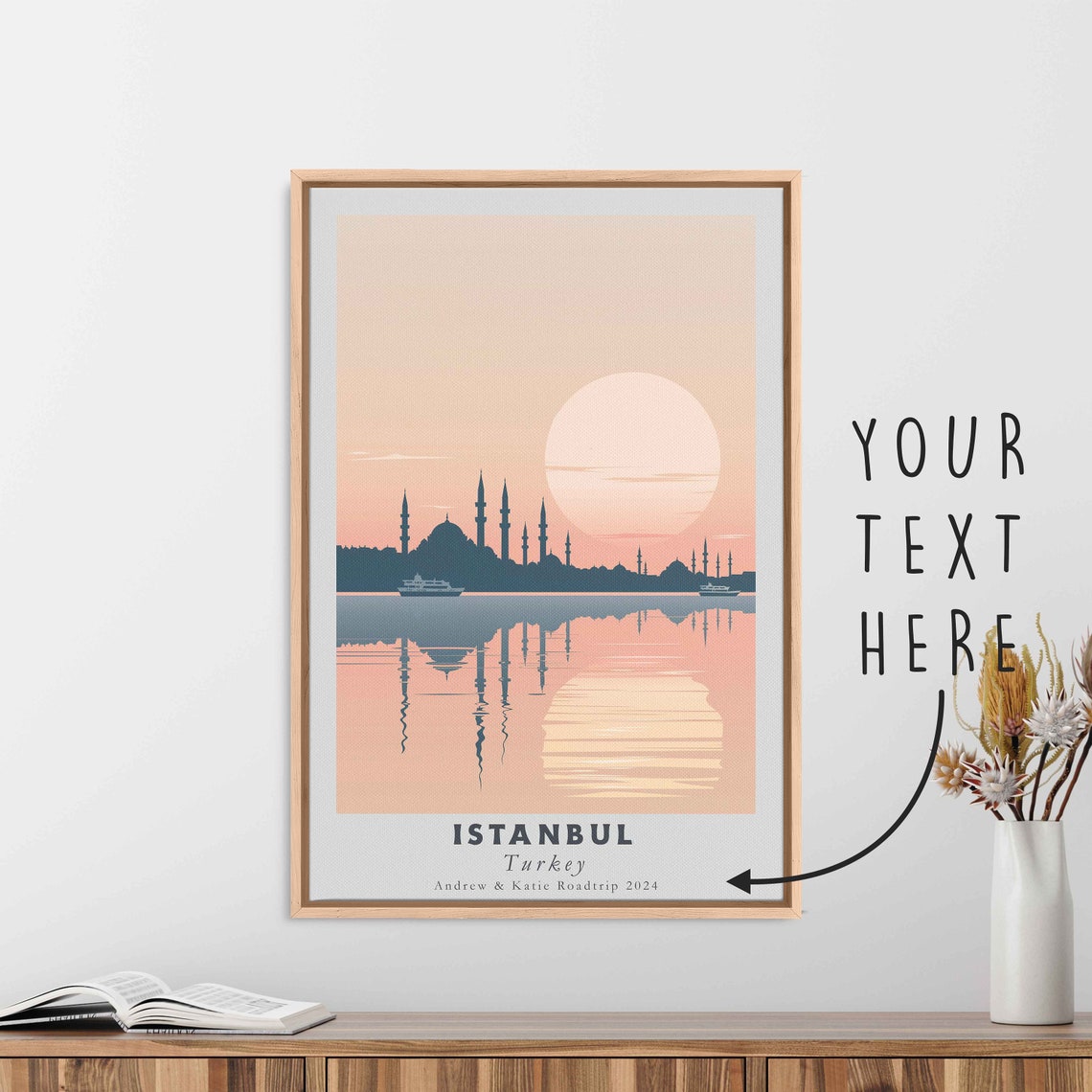 Istanbul Turkey Mosque Sunset Water Reflection Minimalist Art Poster - Image 3