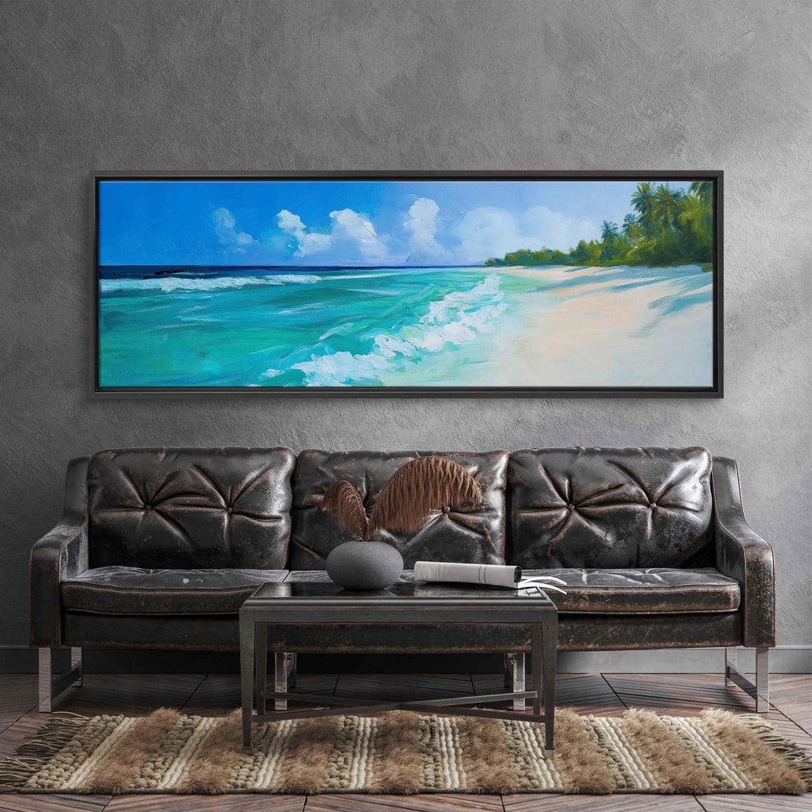 Tropical Beach Turquoise Waves White Sand Palm Trees Ocean Poster