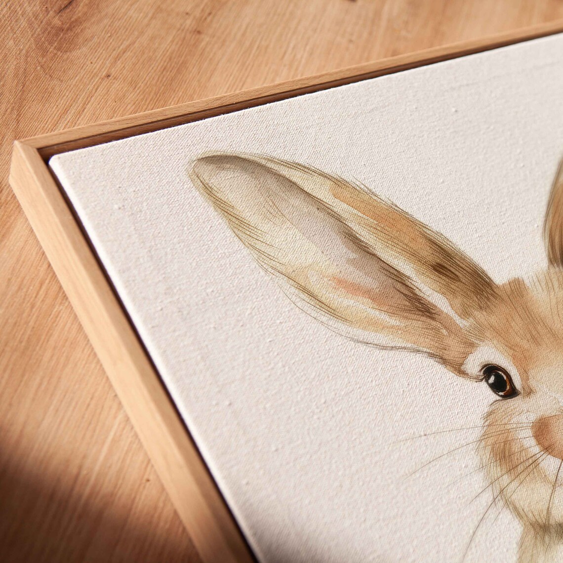 Adorable Tan Baby Bunny Holding Carrot With Green Leaves Watercolor Poster - Image 2