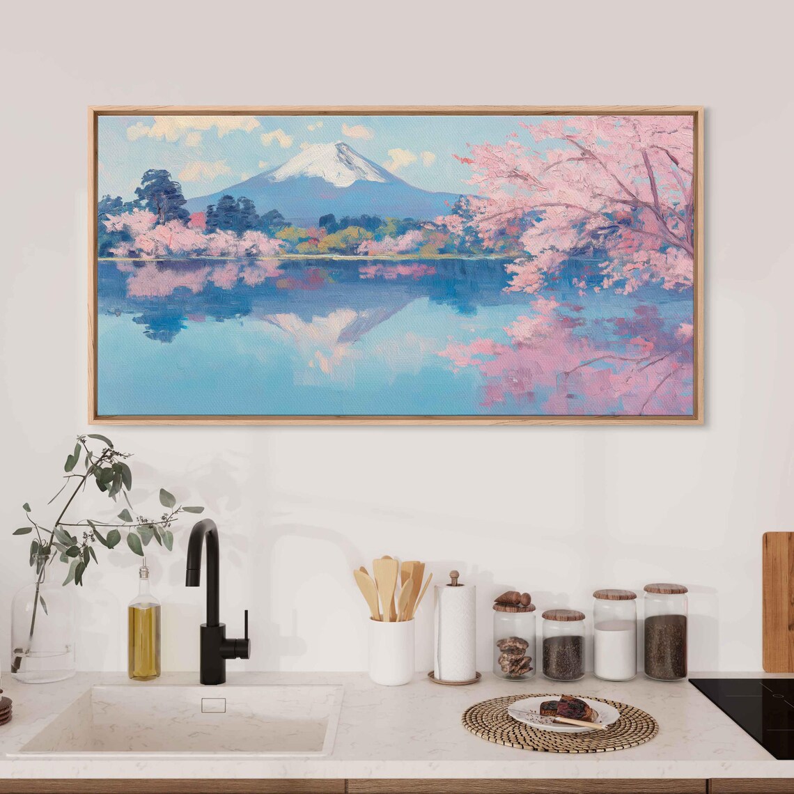 Mount Fuji Reflection, Cherry Blossom Trees - Image 3