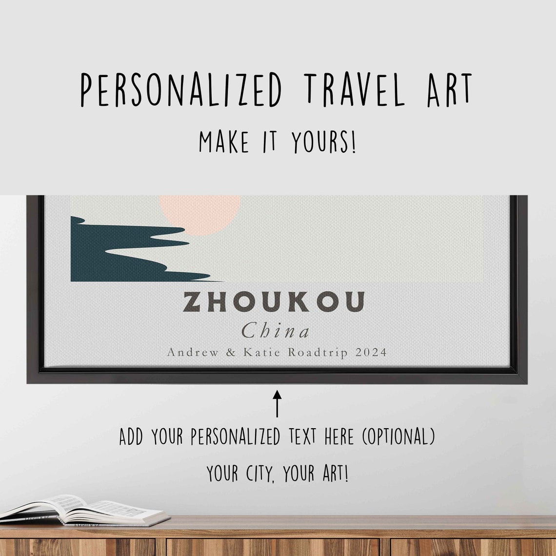 Zhoukou China Lakeside Pagoda Sunset Reflection Minimal Travel Poster - Image 4