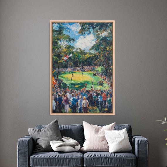 Lively Golf Tournament Day Wall Art Print Colorful Flags Crowds Energy And Engagement
