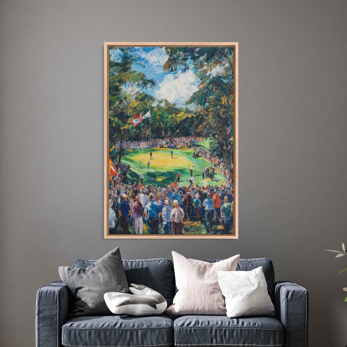 Lively Golf Tournament Day Wall Art Print Colorful Flags Crowds Energy And Engagement