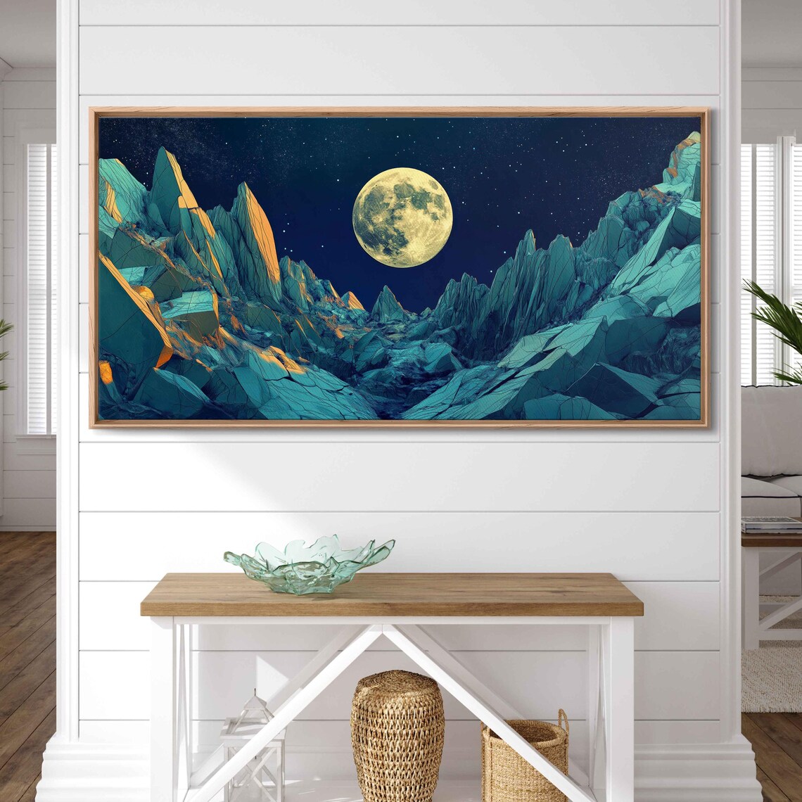 Cracked Moon Over Luminescent Cliffs Art Print