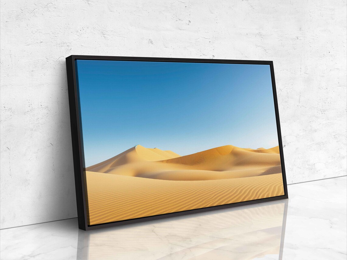 Golden Desert Sand Dunes Under Clear Blue Sky Minimalist Poster - Image 4