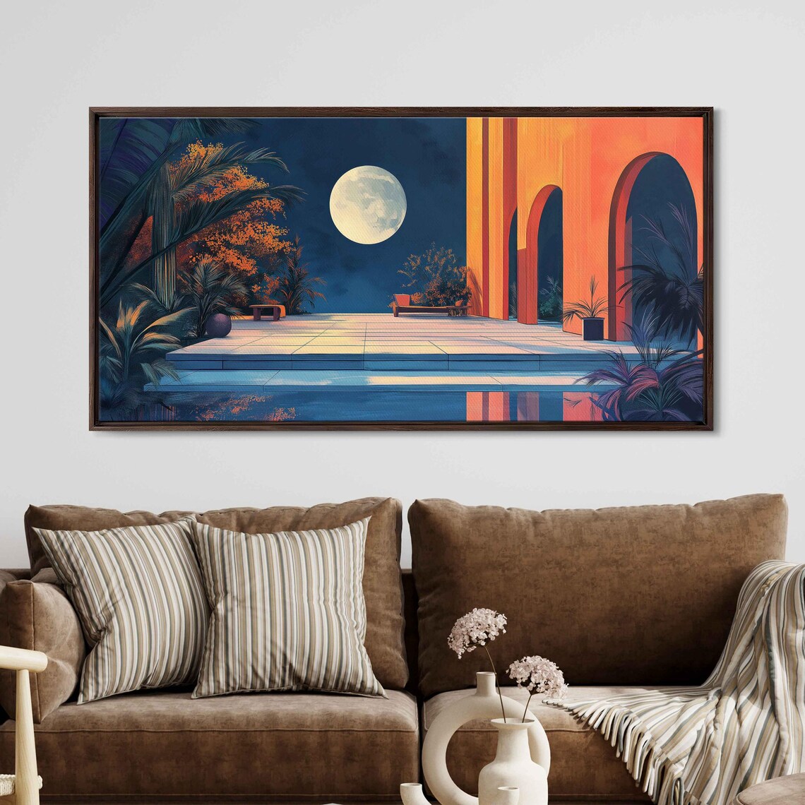 Tranquil Terrace Under Twilight Sky Art Print