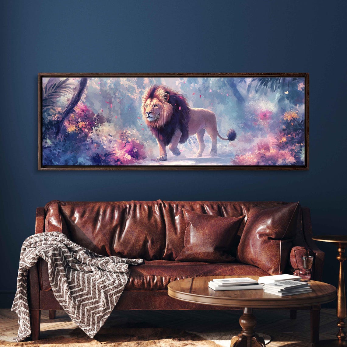 Lion Walking Through Ethereal Pastel Forest Fantasy Blossom Art Poster