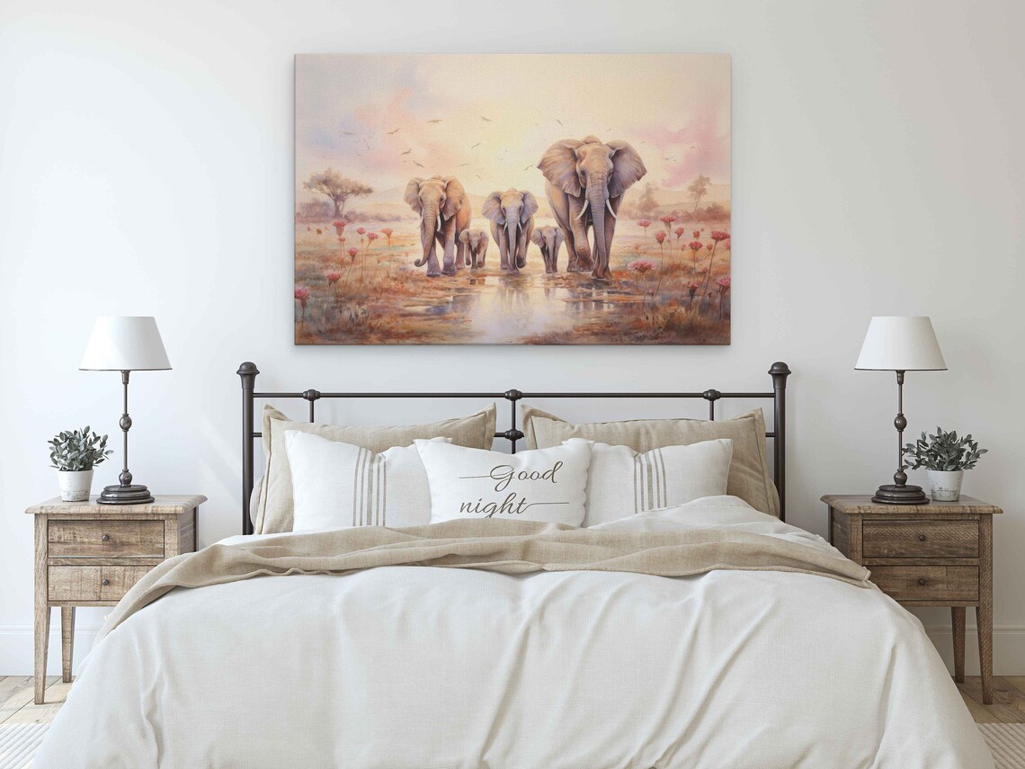 Elephant Family Watercolor Nursery Poster Print - Image 3