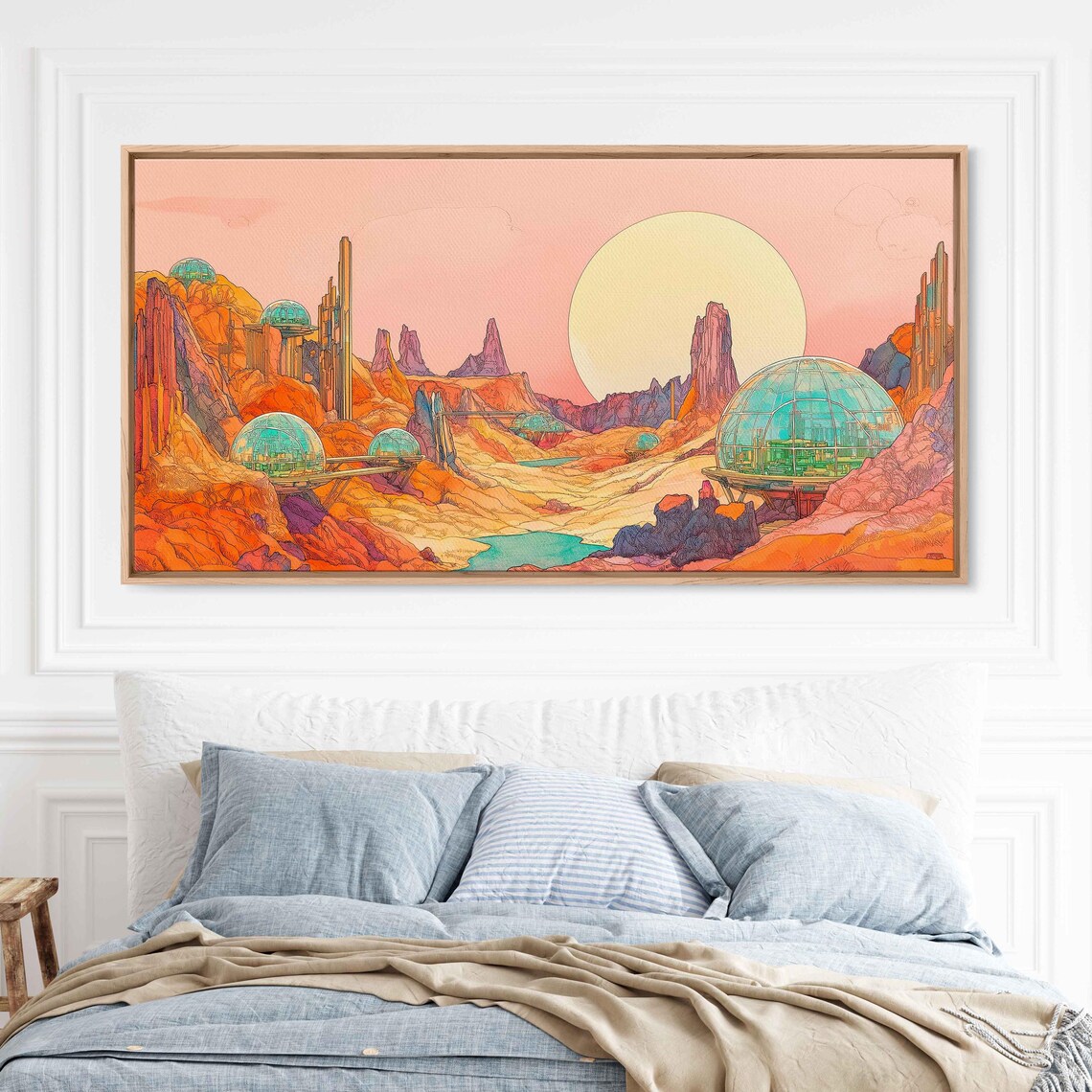 Futuristic Mars Colony Glass Biodomes Red Canyon Landscape Sci Fi Art Poster - Image 3
