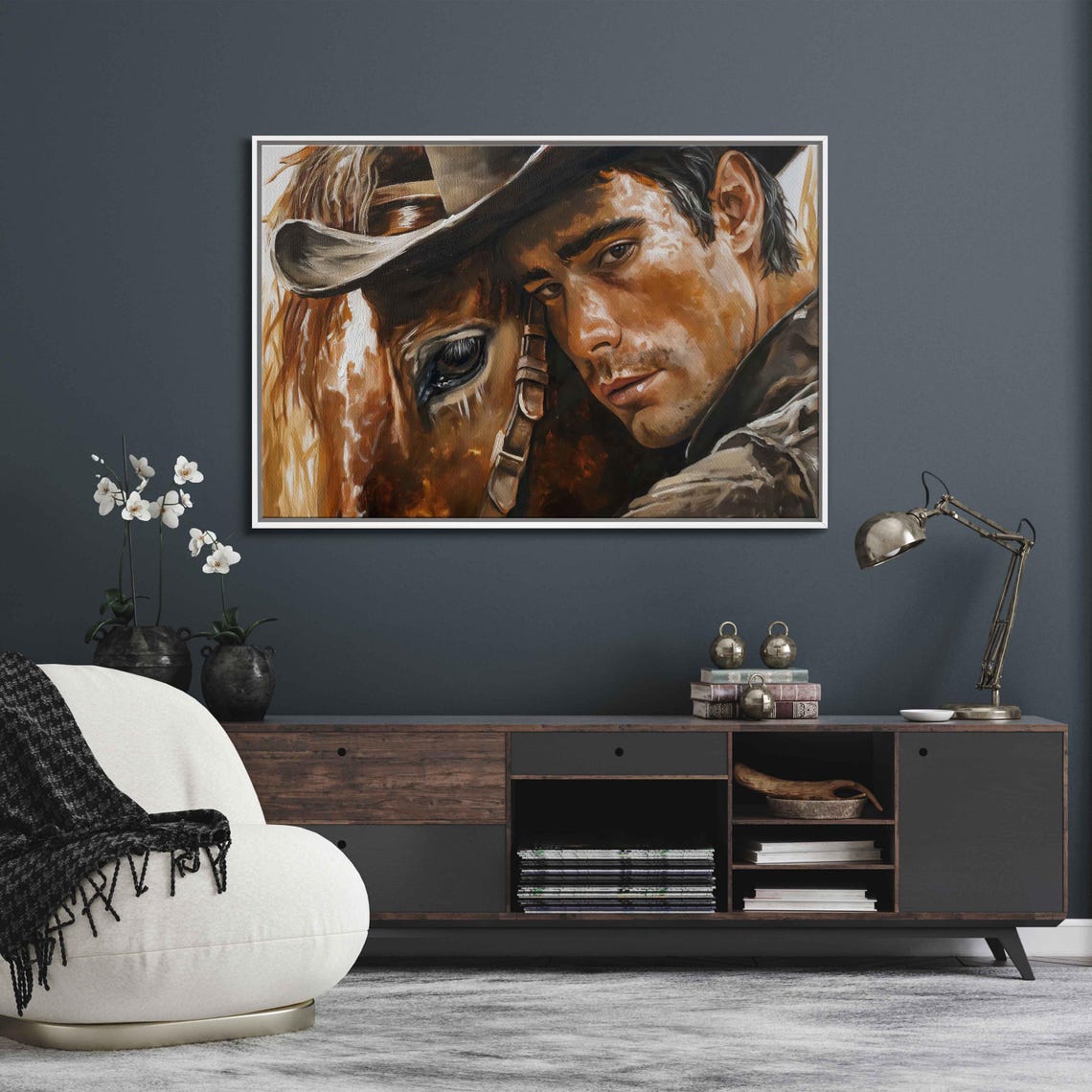 Young Cowboy With Horse Tender Closeup Western Portrait Poster - Image 3